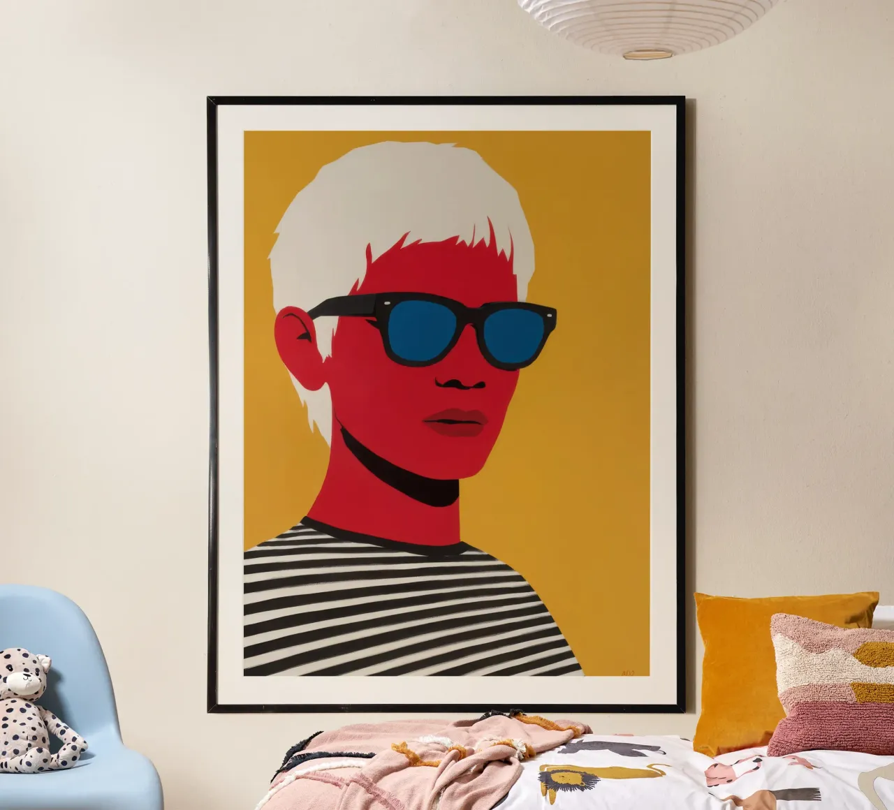 Sguardo del bagliore solare poster con telaio in legno da Scaller Stars