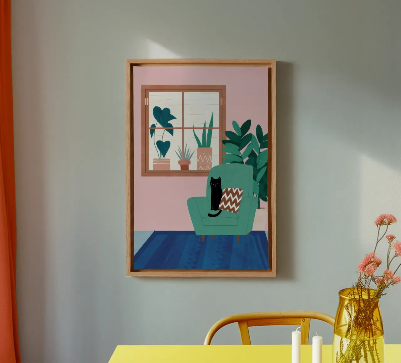 Window Reading Nook canvas with Floater frame by Snow Mist