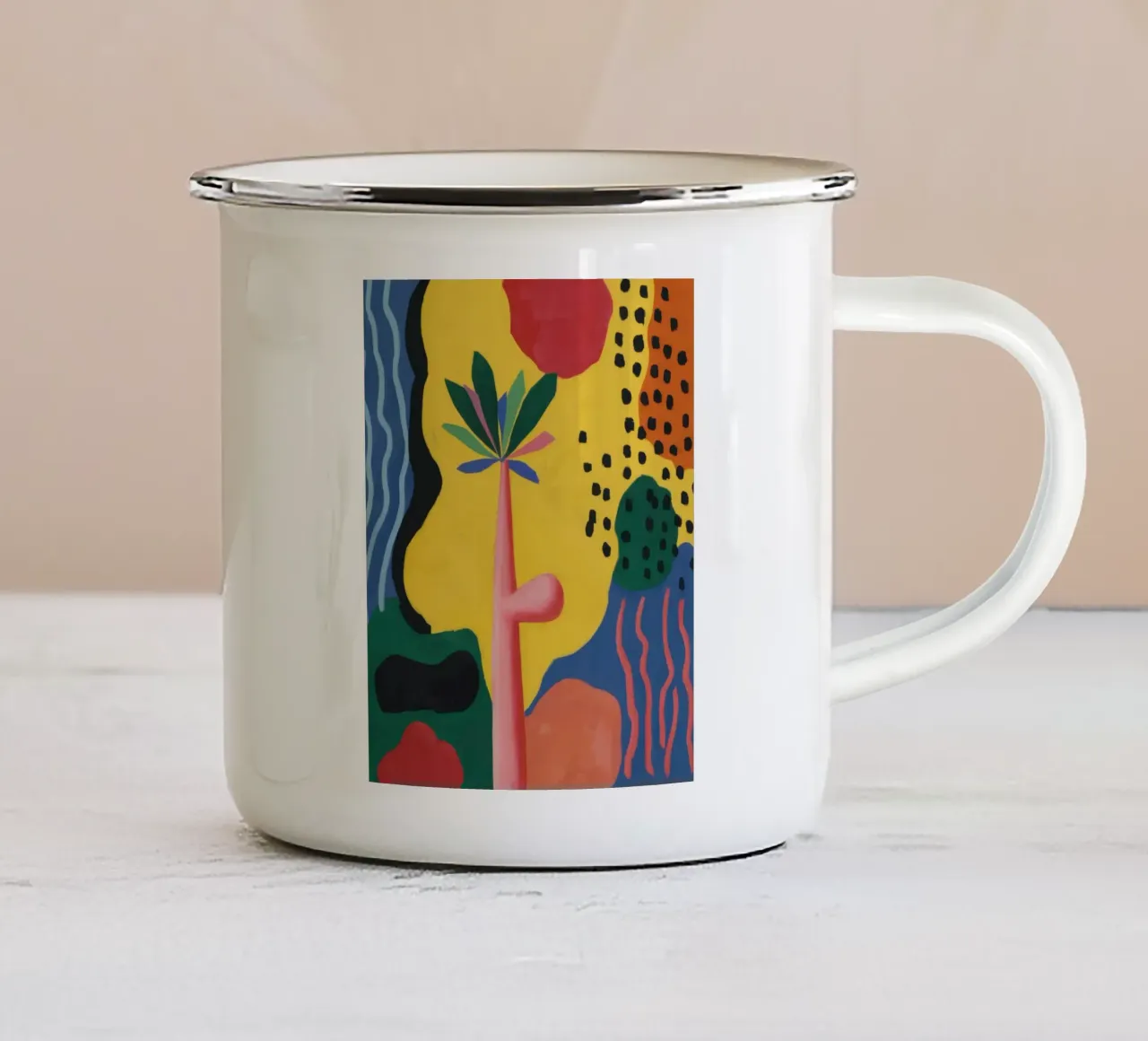 Forme astratte vibranti tazza in smalto da Nova Glaze