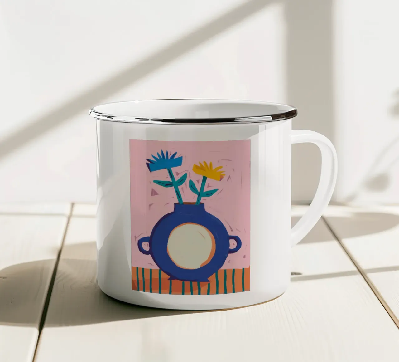 Vaso da fiori blu in grassetto tazza in smalto da Snow Mist