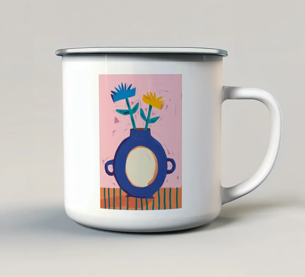 Vaso da fiori blu in grassetto tazza in smalto da Snow Mist