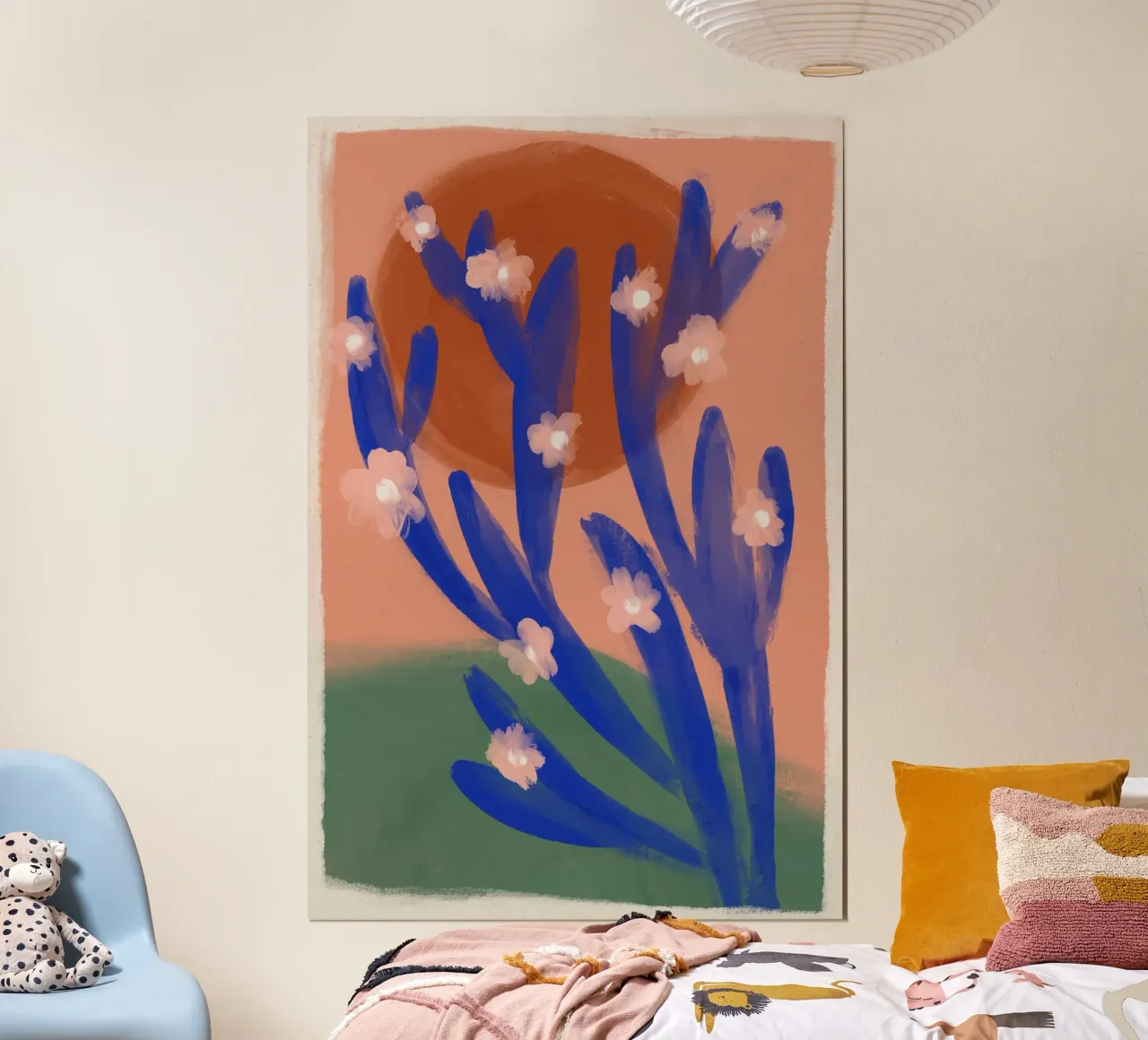 Blue Desert Cactus poster con telaio in plastica da treechild