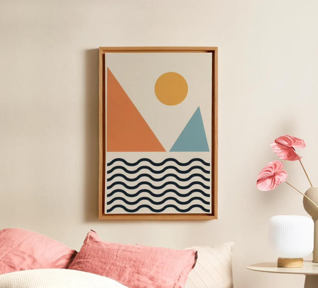 Serene Form des Horizonts Leinwand mit Schattenfugenrahmen von Scaller Stars
