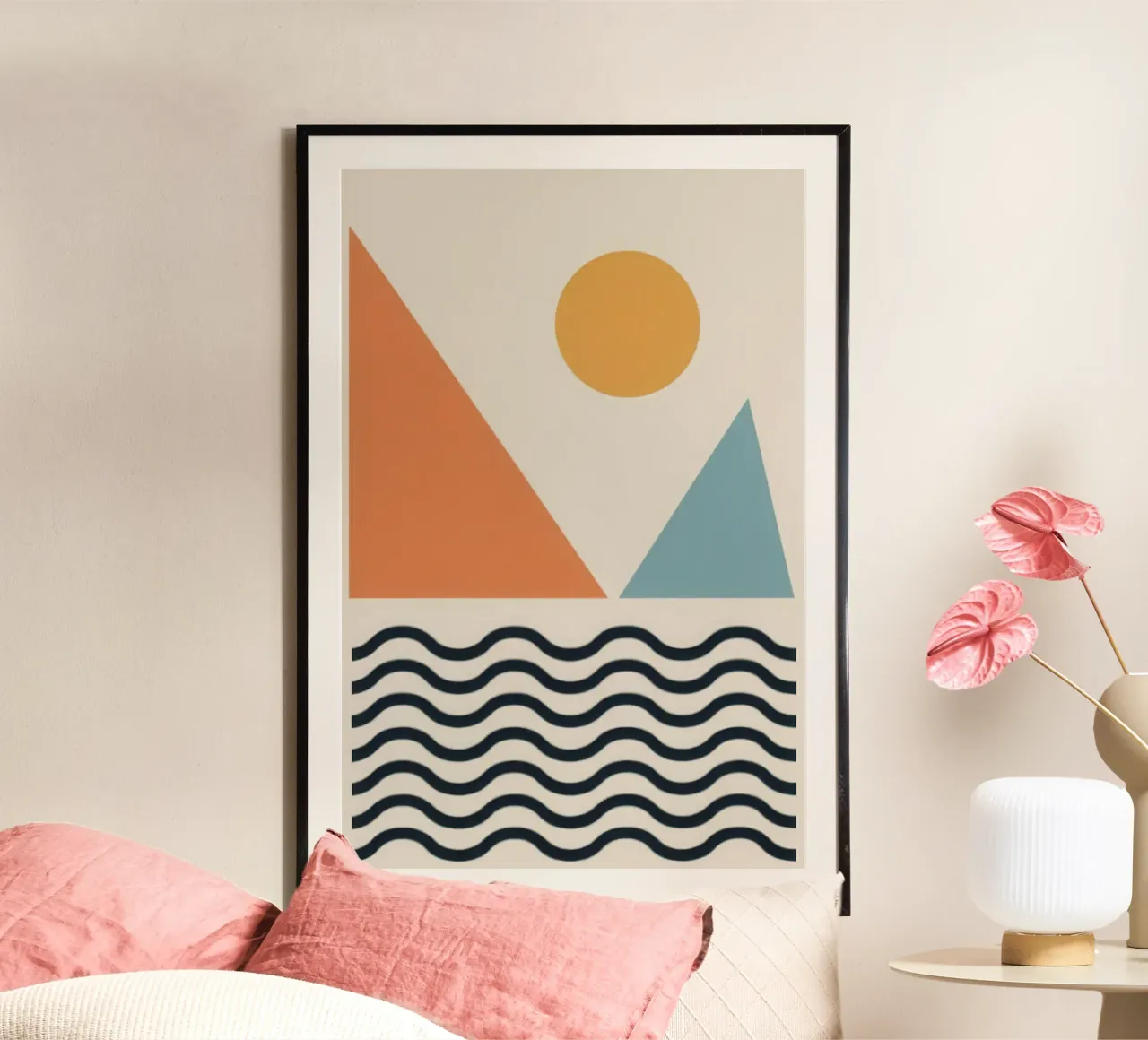 Serene Form des Horizonts Poster mit Kunststoffrahmen von Scaller Stars