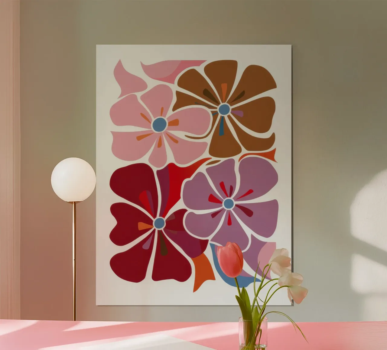 Gioco di petali decostruito poster con telaio in legno da Nova Glaze