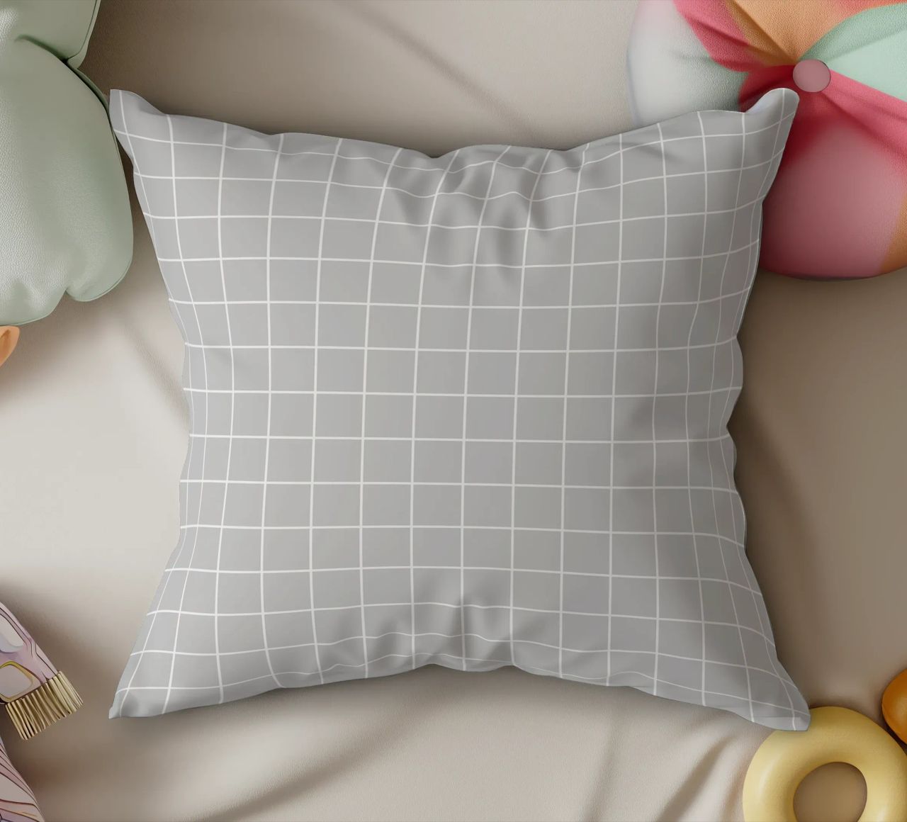 Griglia di base classica minimale | Bianco su grigio chiaro cuscino da Beauty in Simplicity