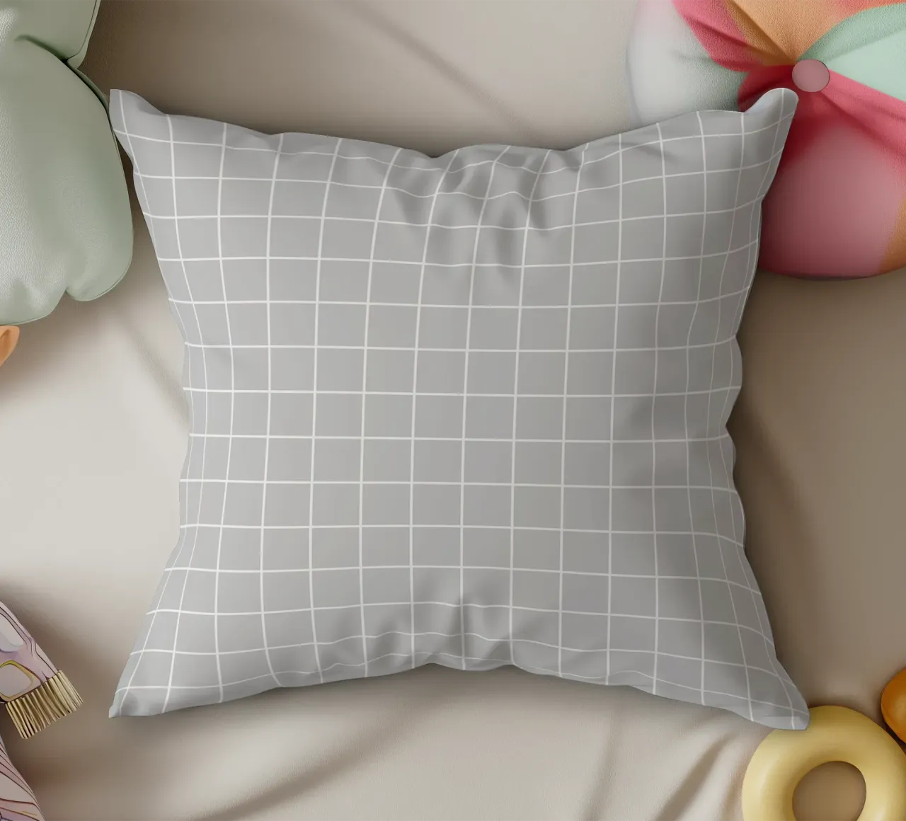 Griglia di base classica minimale | Bianco su grigio chiaro cuscino da Beauty in Simplicity