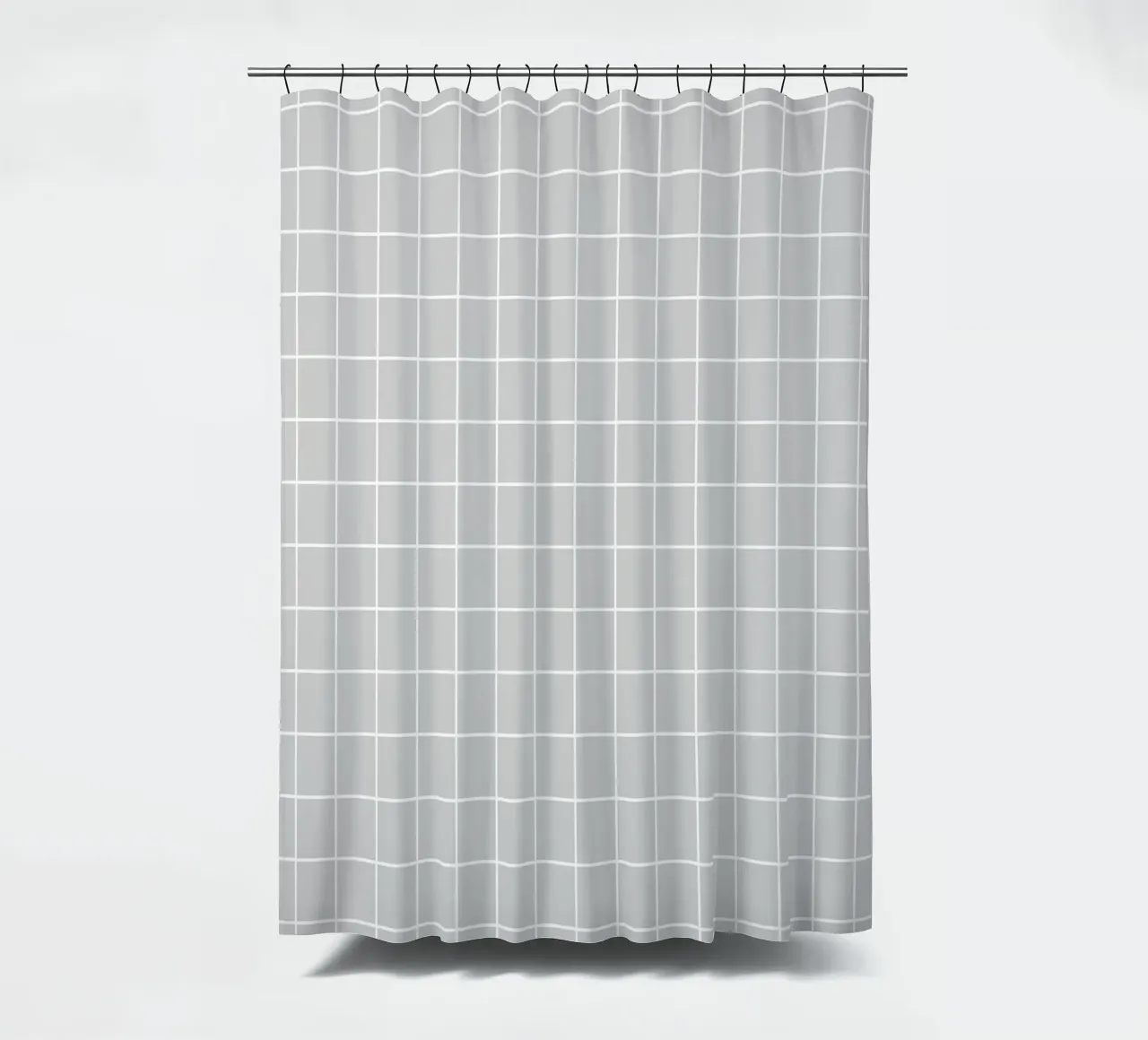 Minimal Classic Basic Grid | Weiß auf Hellgrau Duschvorhang von Beauty in Simplicity
