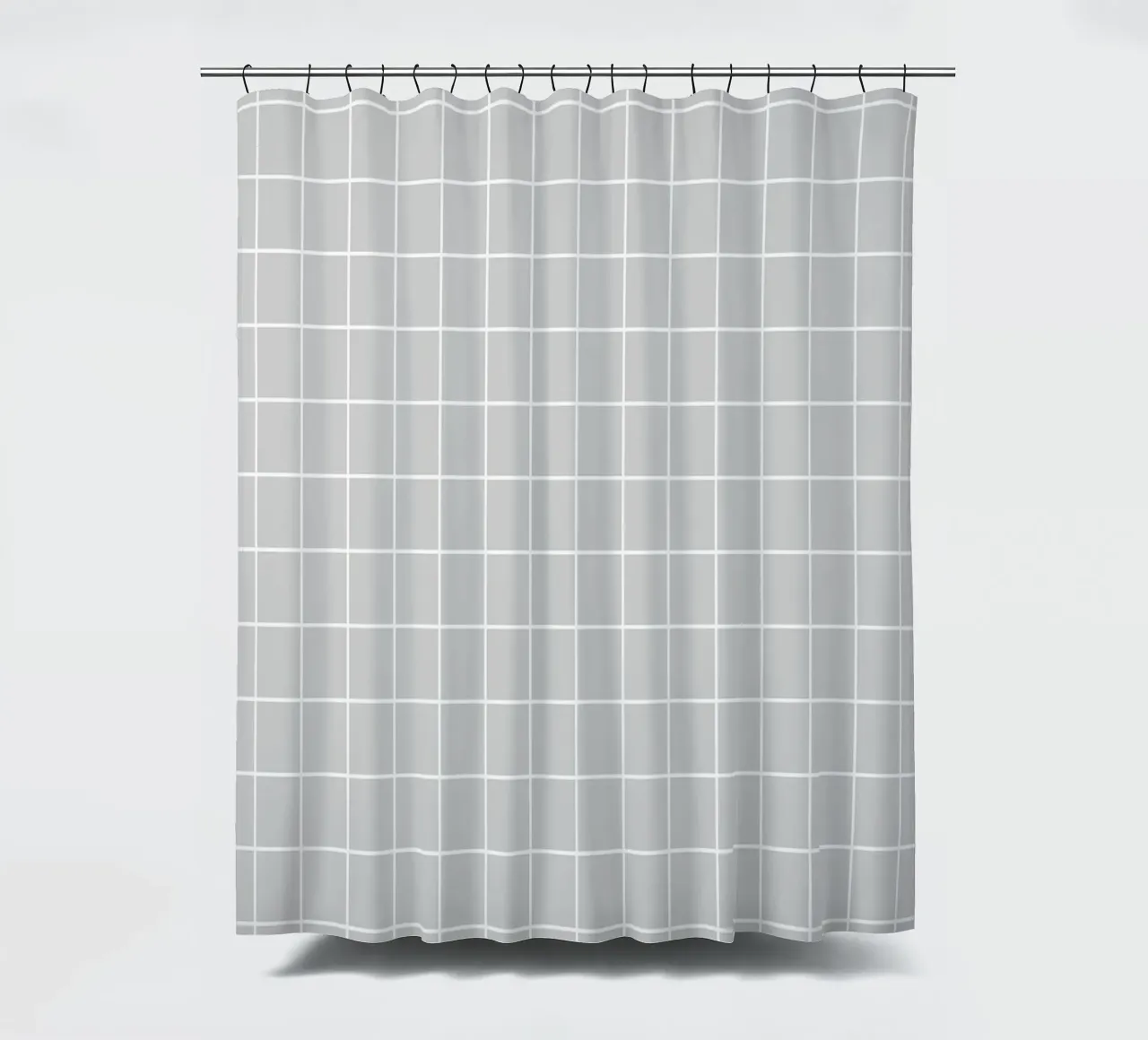 Minimal Classic Basic Grid | Weiß auf Hellgrau Duschvorhang von Beauty in Simplicity