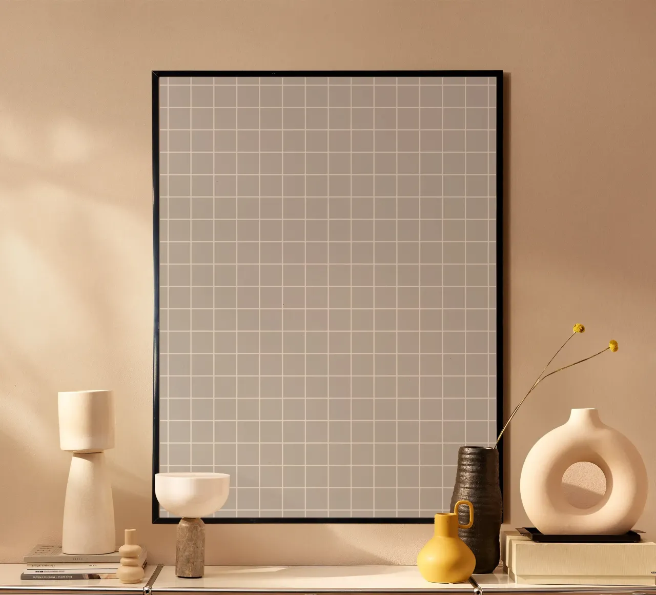 Grille classique minimale de base | Blanc sur gris clair poster de Beauty in Simplicity