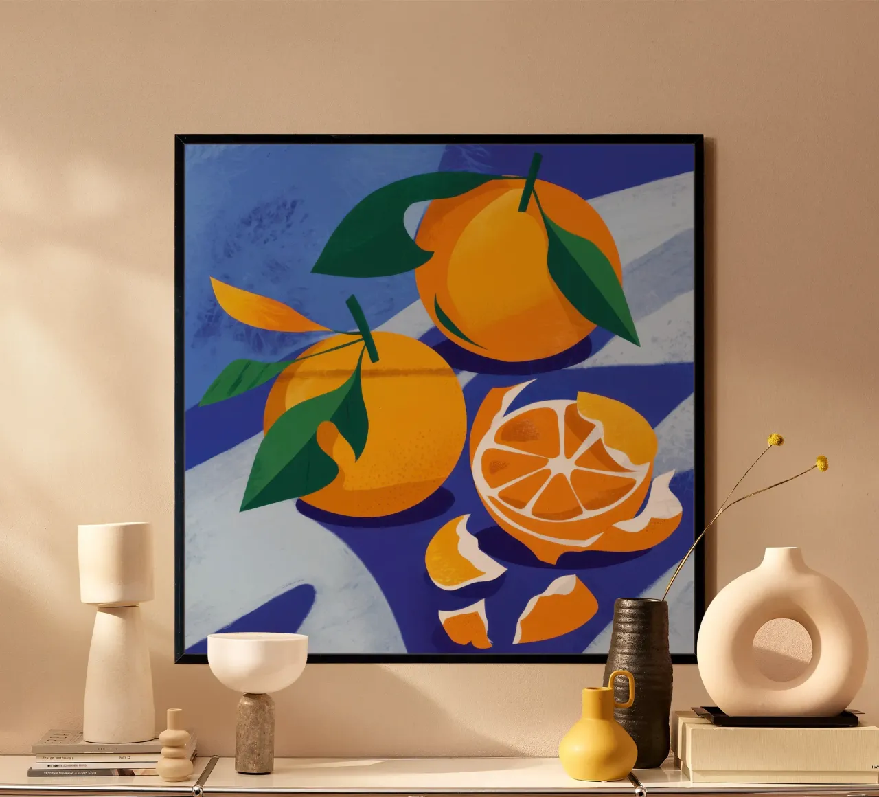 Immobile di agrumi in frantumi poster con telaio in legno da Scaller Stars