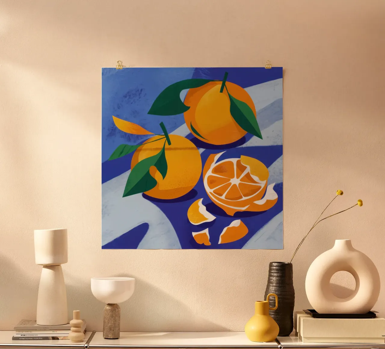 Immobile di agrumi in frantumi poster con telaio in legno da Scaller Stars