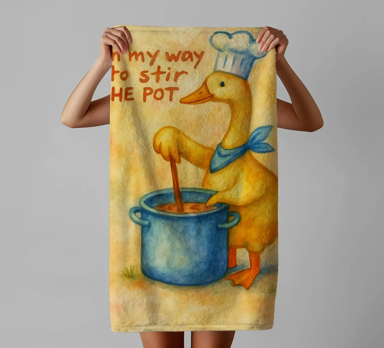 goose on my way to stir the pot towel by wadasx