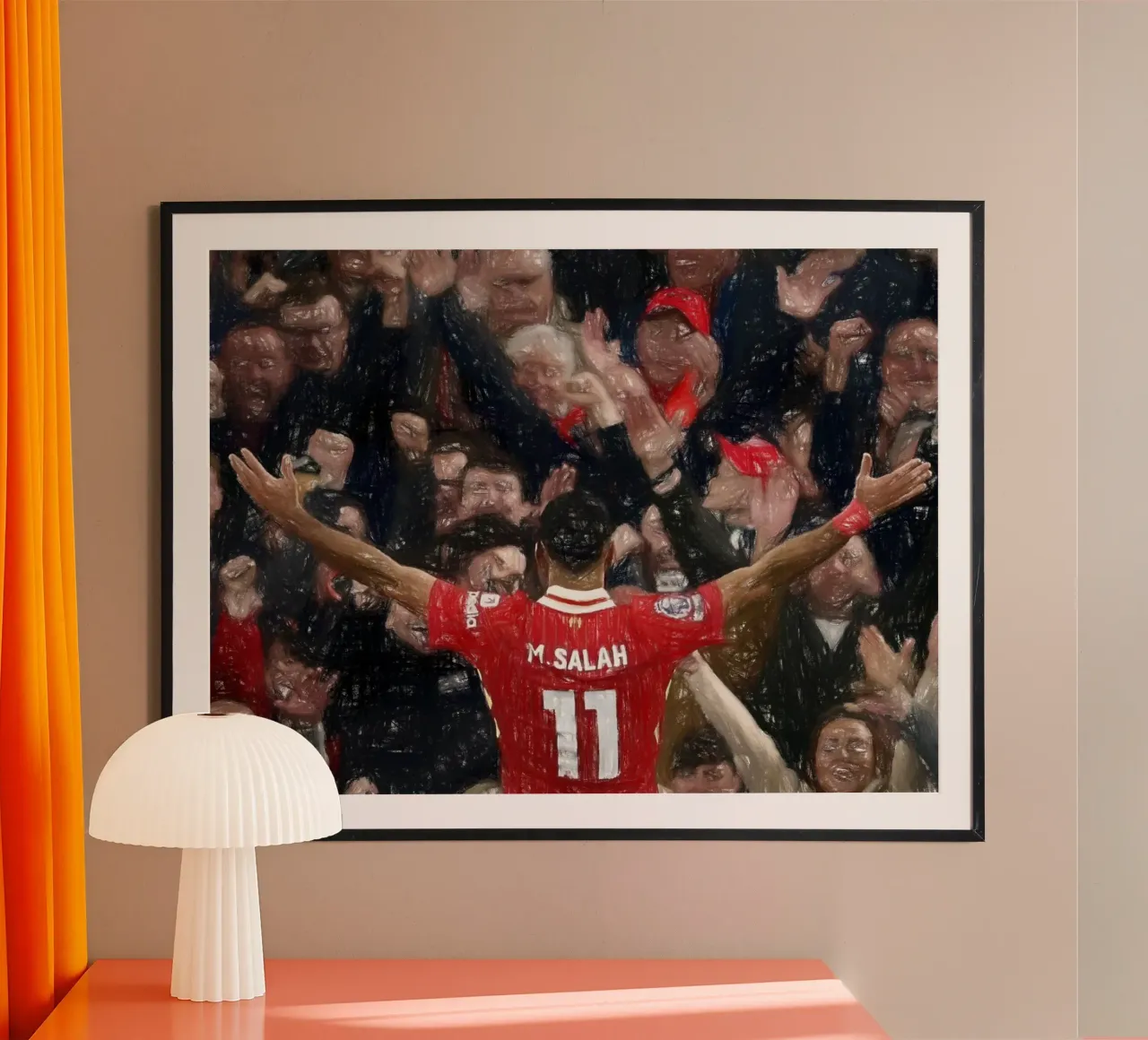 Mohamed Salah festeggia un gol poster con telaio in legno da dark eagle