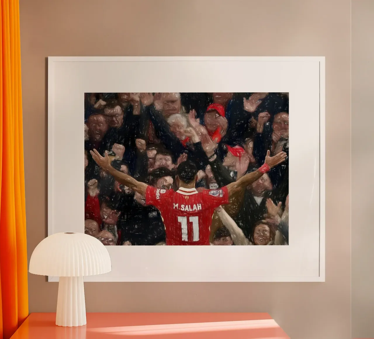 Mohamed Salah festeggia un gol poster con telaio in legno da dark eagle