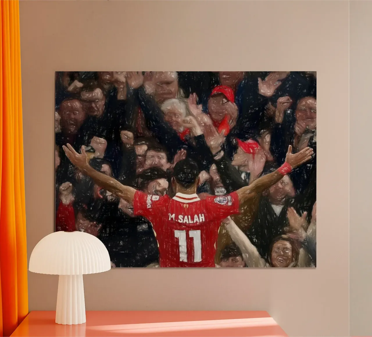 Mohamed Salah festeggia un gol poster con telaio in legno da dark eagle