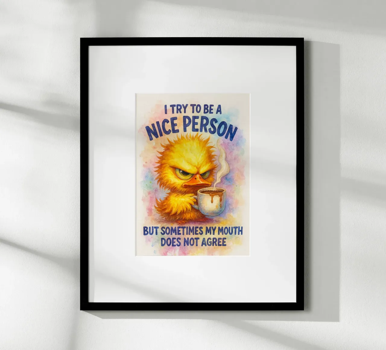 cerco di essere una persona gentile poster con telaio in legno da wadasx