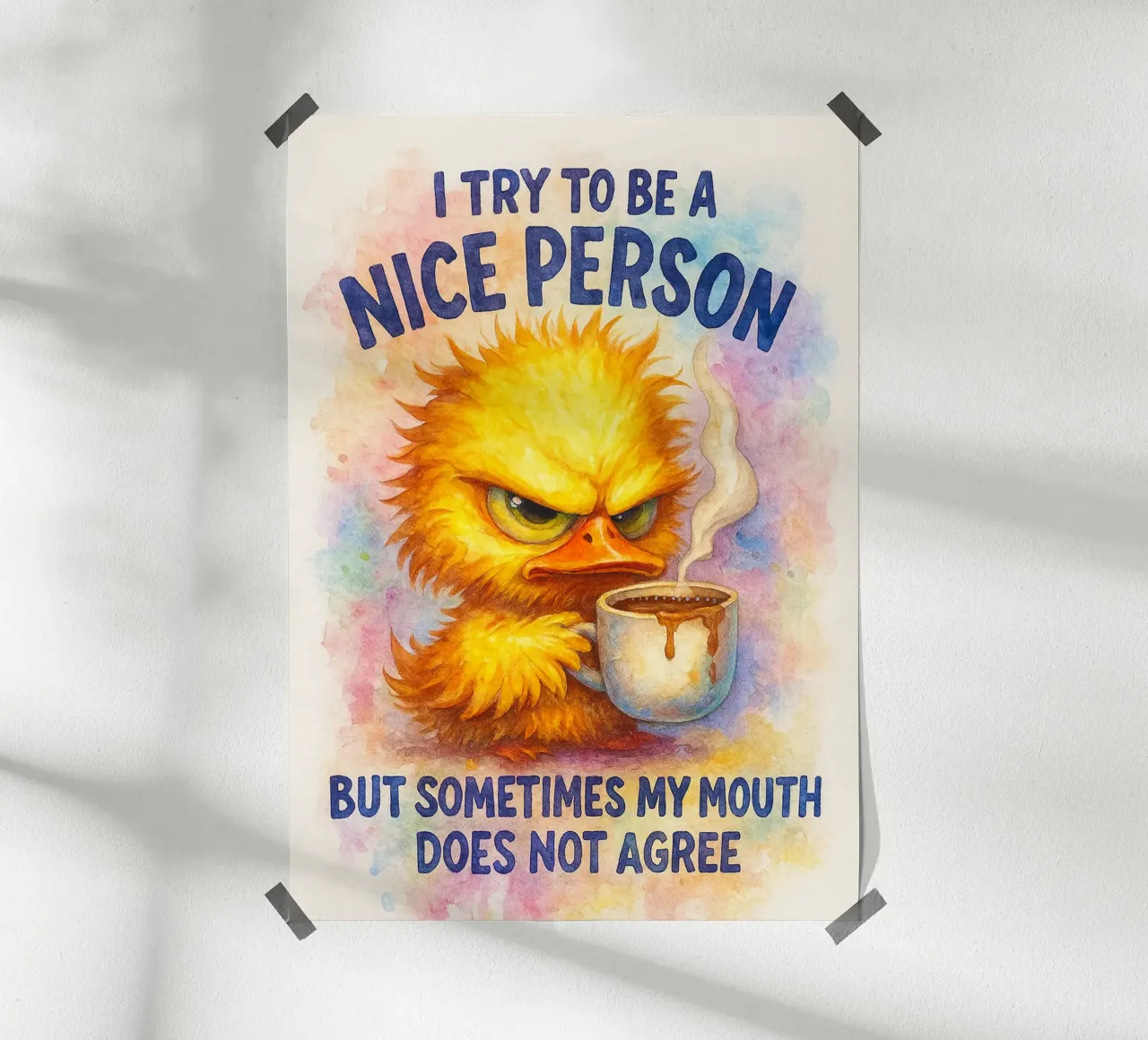 cerco di essere una persona gentile poster con telaio in legno da wadasx