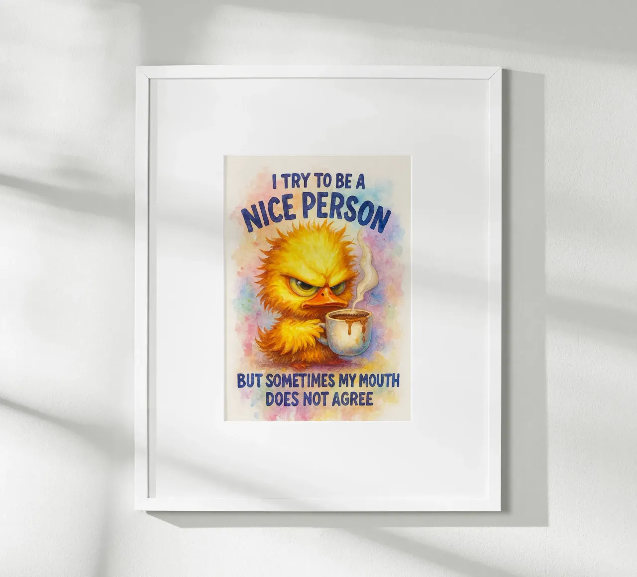 cerco di essere una persona gentile poster con telaio in legno da wadasx