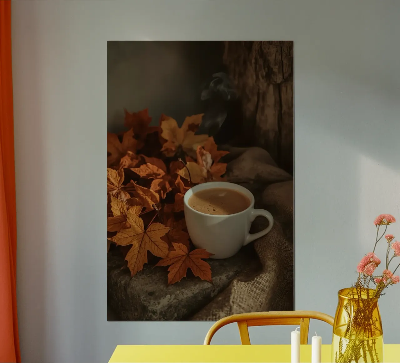 Primo piano dei fiori e dei rami di un albero rosa poster con telaio in alluminio da DesignDoodle