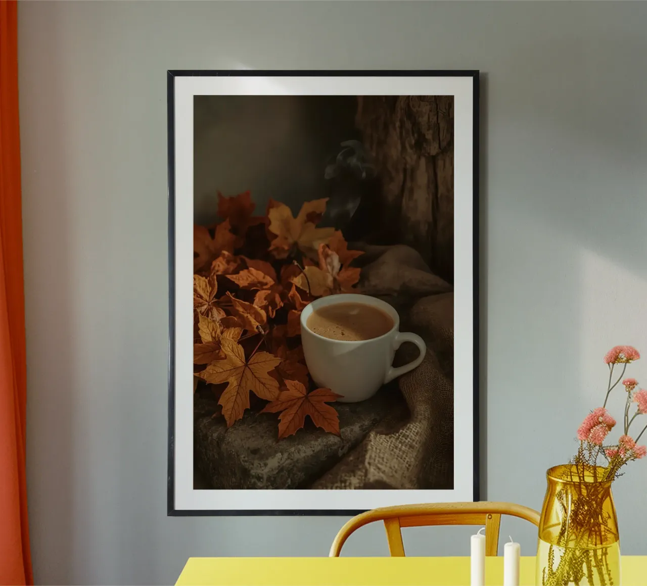 Primo piano dei fiori e dei rami di un albero rosa poster con telaio in alluminio da DesignDoodle