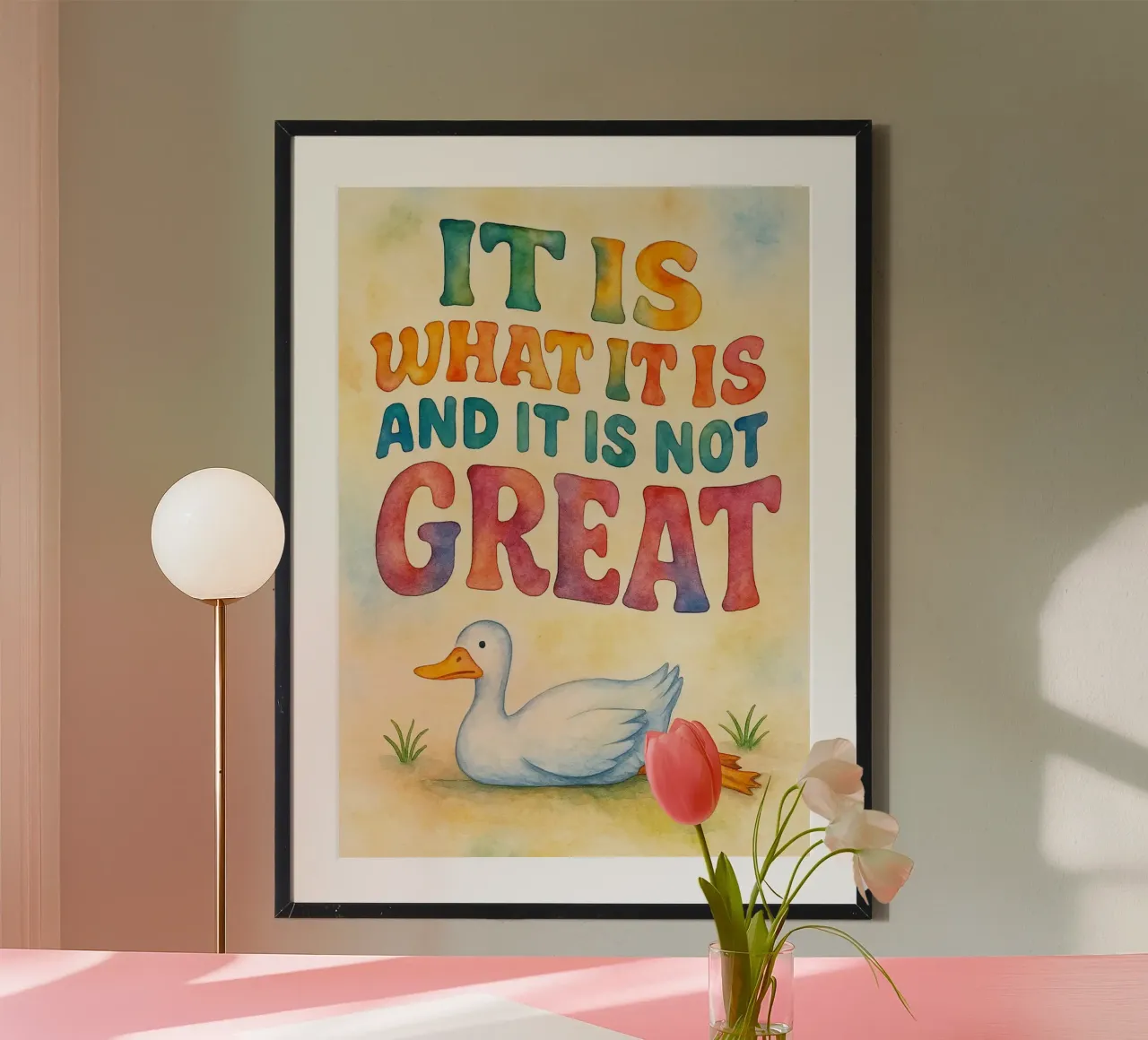 it is what it is and it is not great goose poster with plastic frame by wadasx