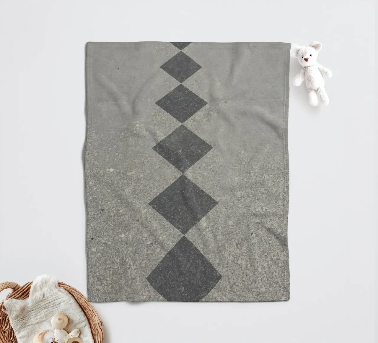 Concrete Surface with Diamond Inlay Pattern fleece blanket by DesignDoodle