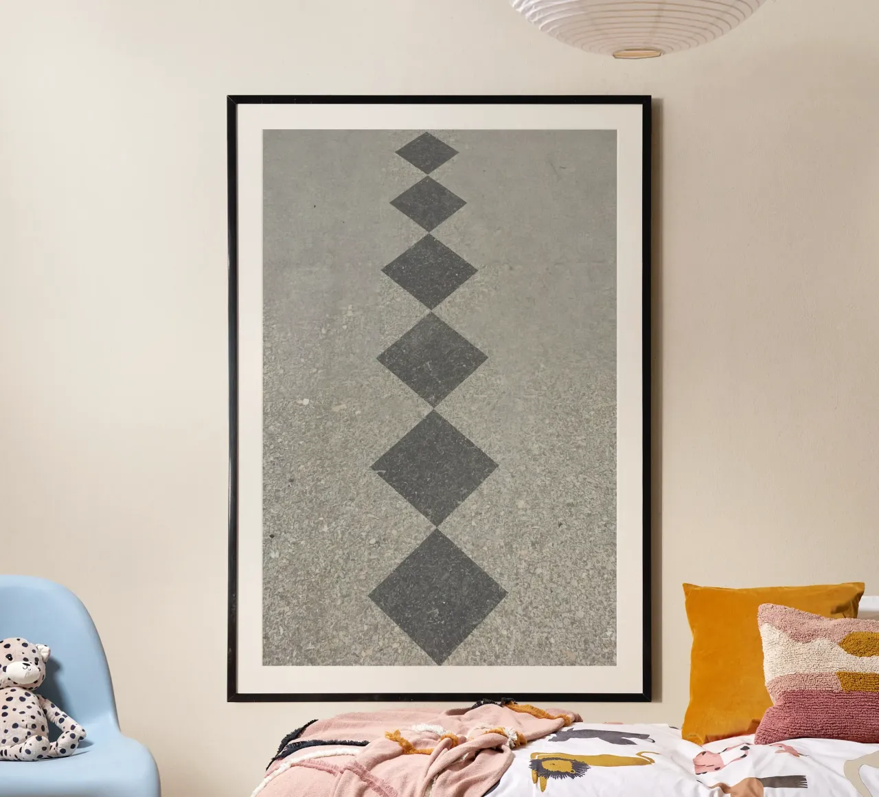 Superficie in calcestruzzo con intarsio a diamante poster da DesignDoodle