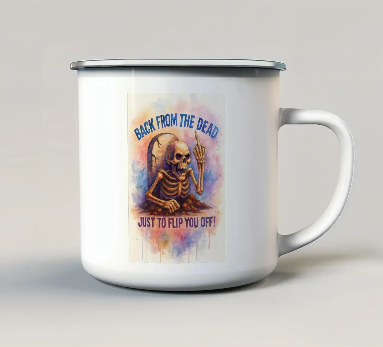 skeleton back from the dead enamel mug by wadasx