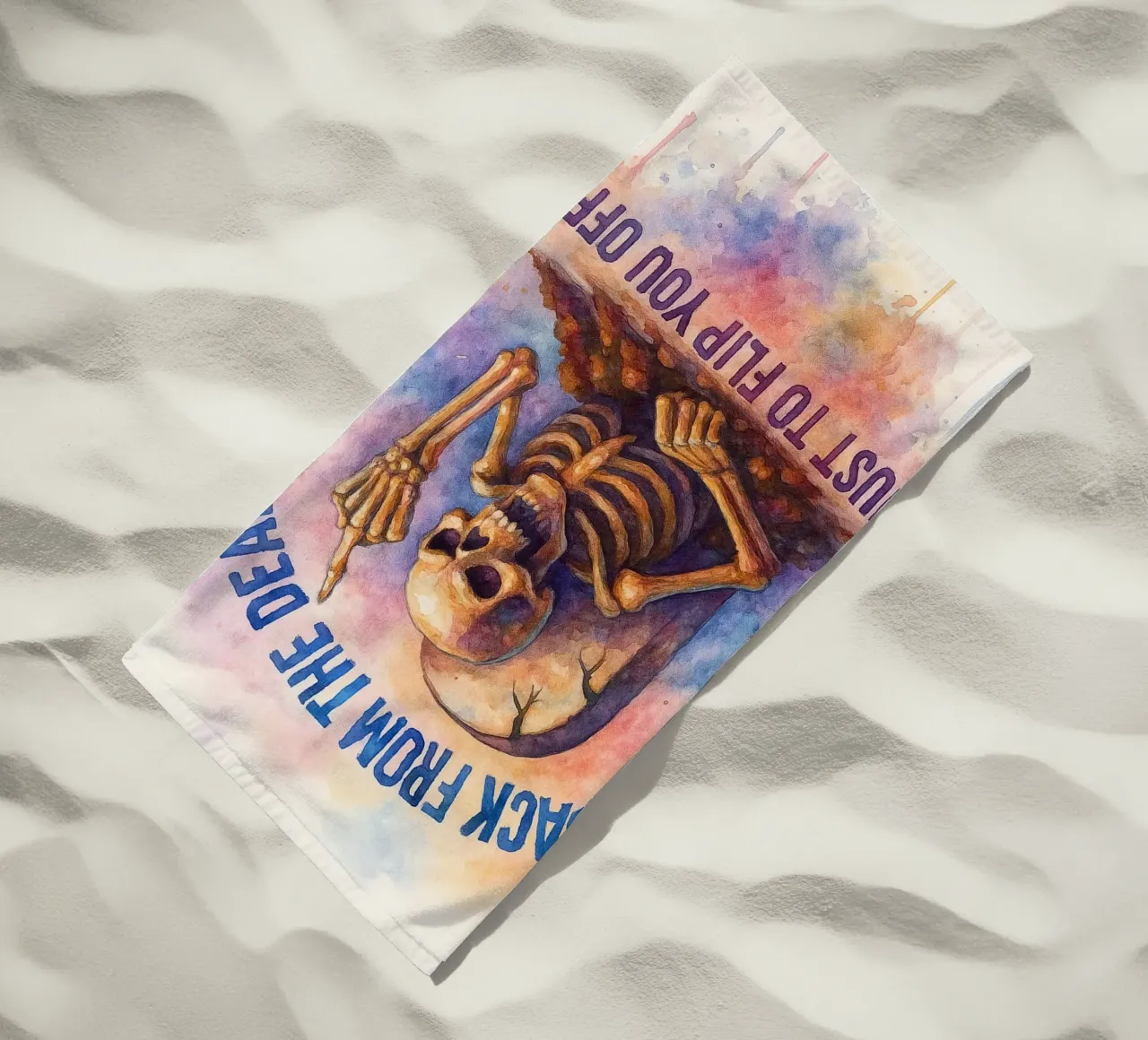 skeleton back from the dead beach towel by wadasx