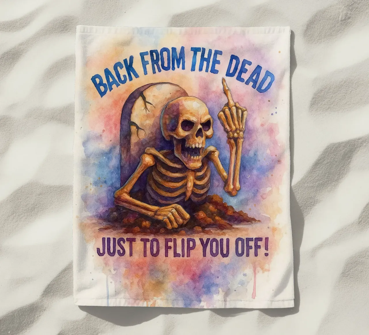 skeleton back from the dead beach towel by wadasx