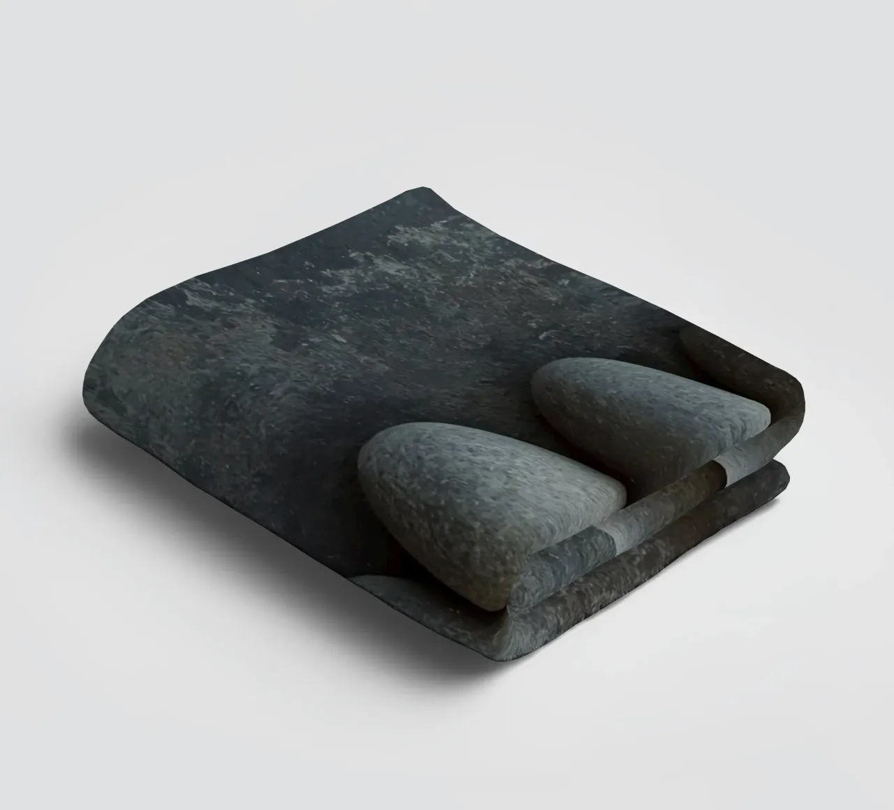 Five Gray Stones Stacked Vertically on Textured Surface towel by DesignDoodle
