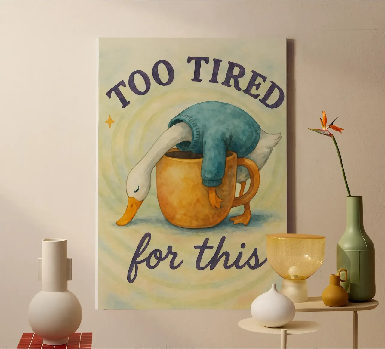to tired for this duck canvas with Floater frame by wadasx