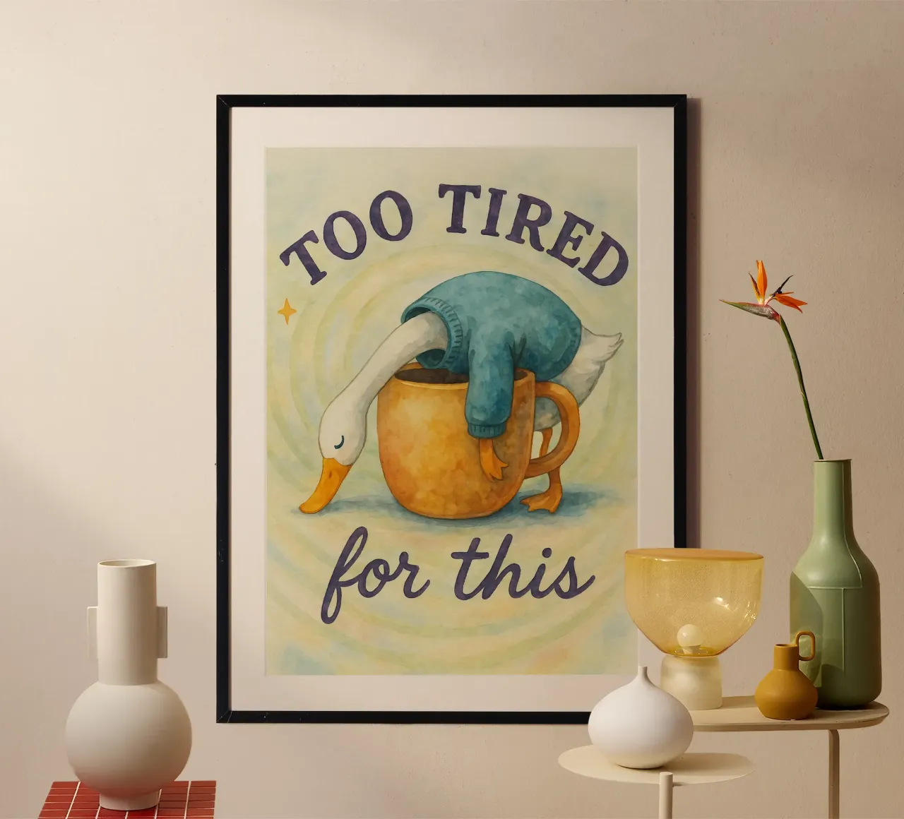 stanco per questa anatra poster con telaio in legno da wadasx
