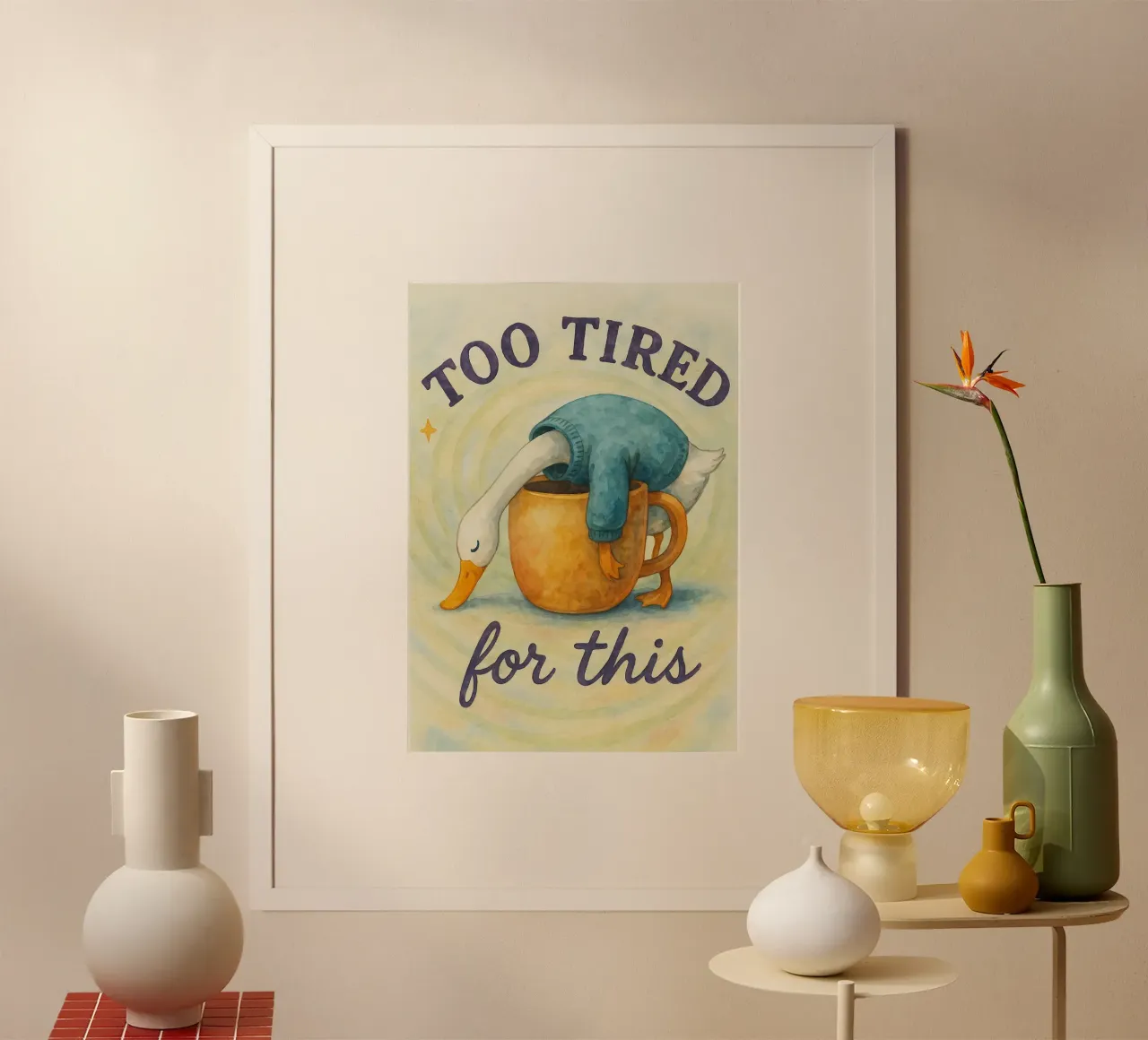 stanco per questa anatra poster con telaio in legno da wadasx