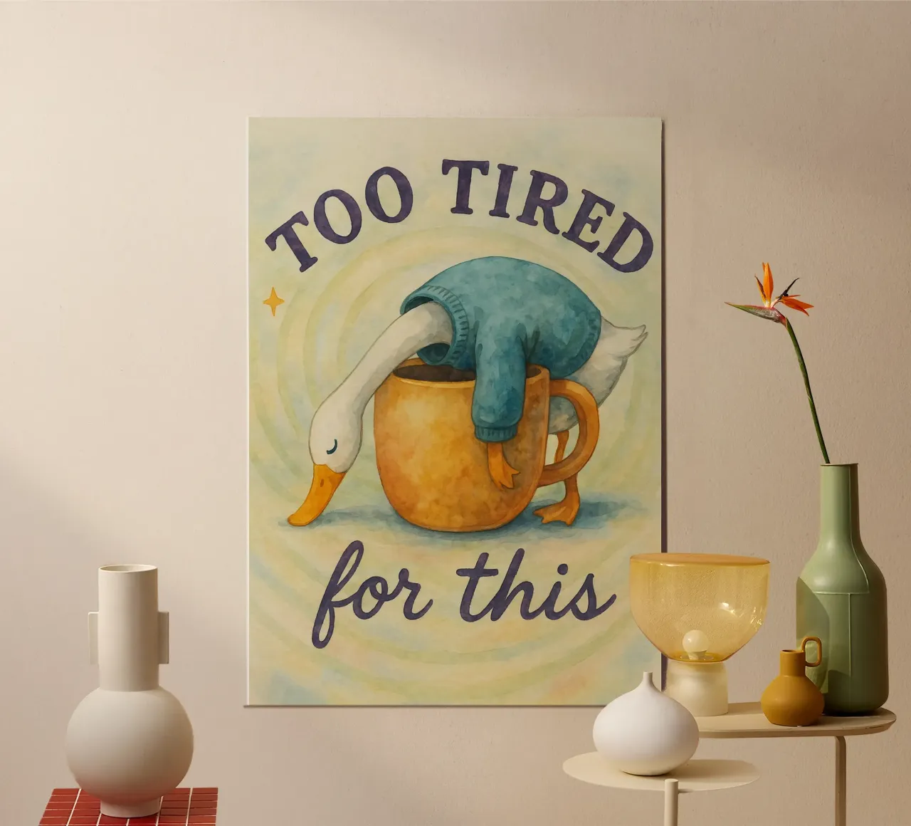 stanco per questa anatra poster con telaio in legno da wadasx