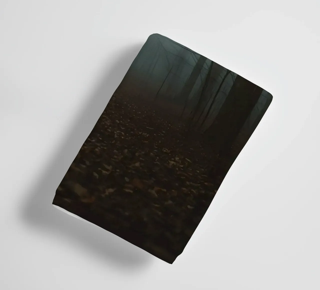 Foggy Forest Path with Bare Trees and Fallen Leaves towel by DesignDoodle