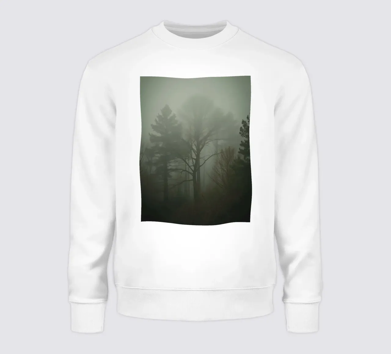 Foresta nebbiosa con pini e alberi spogli felpa da DesignDoodle