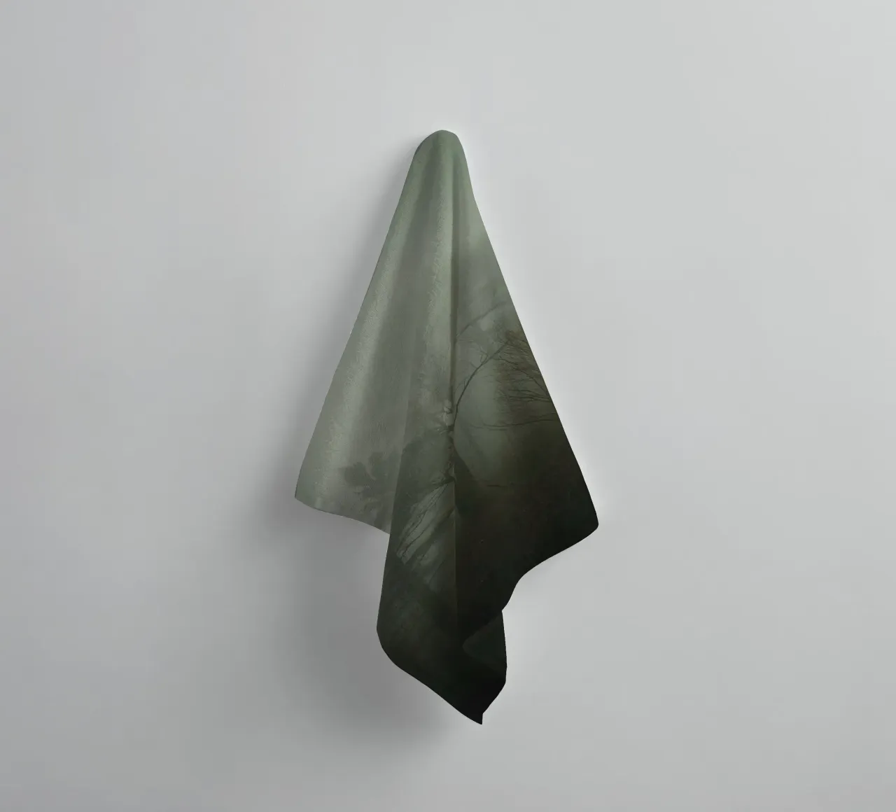 Foggy Forest with Pine and Bare Trees towel by DesignDoodle