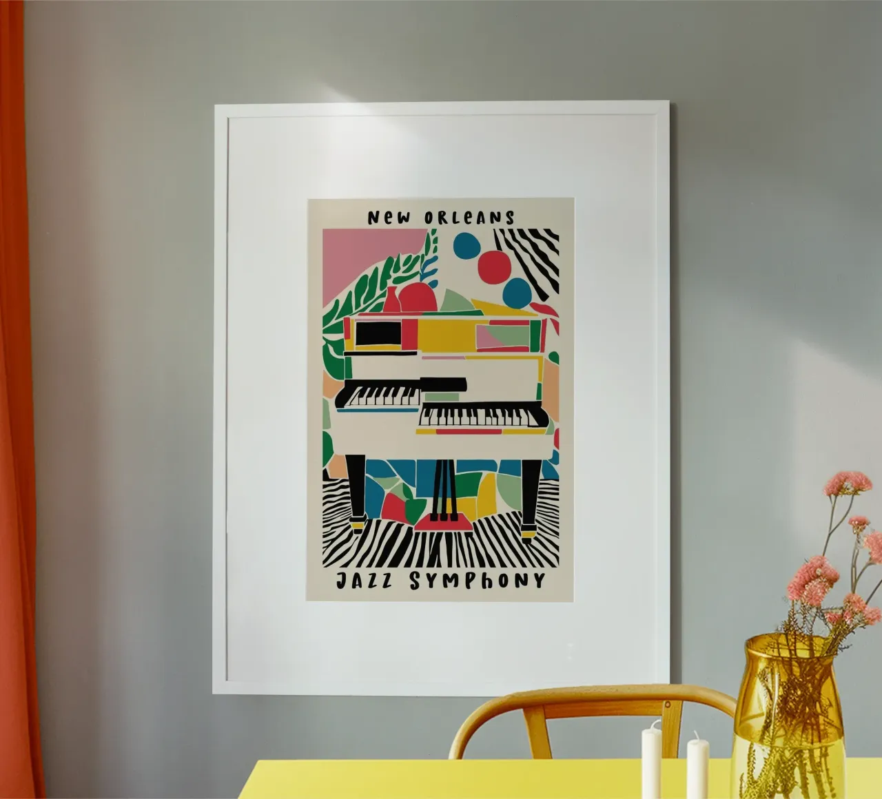 Sinfonia Jazz poster con telaio in legno da cosmos studio
