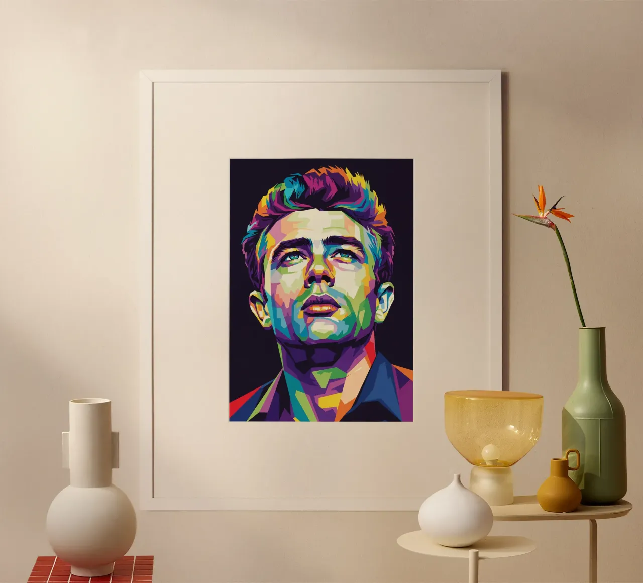 James Dean ritratto pop art #1 poster con telaio in alluminio da Hantamrata