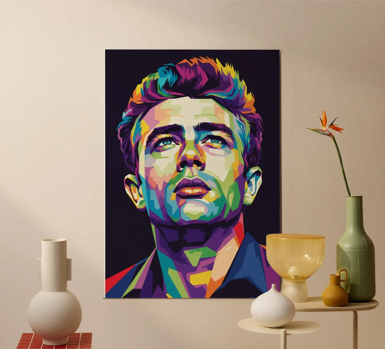 James Dean ritratto pop art #1 poster con telaio in alluminio da Hantamrata