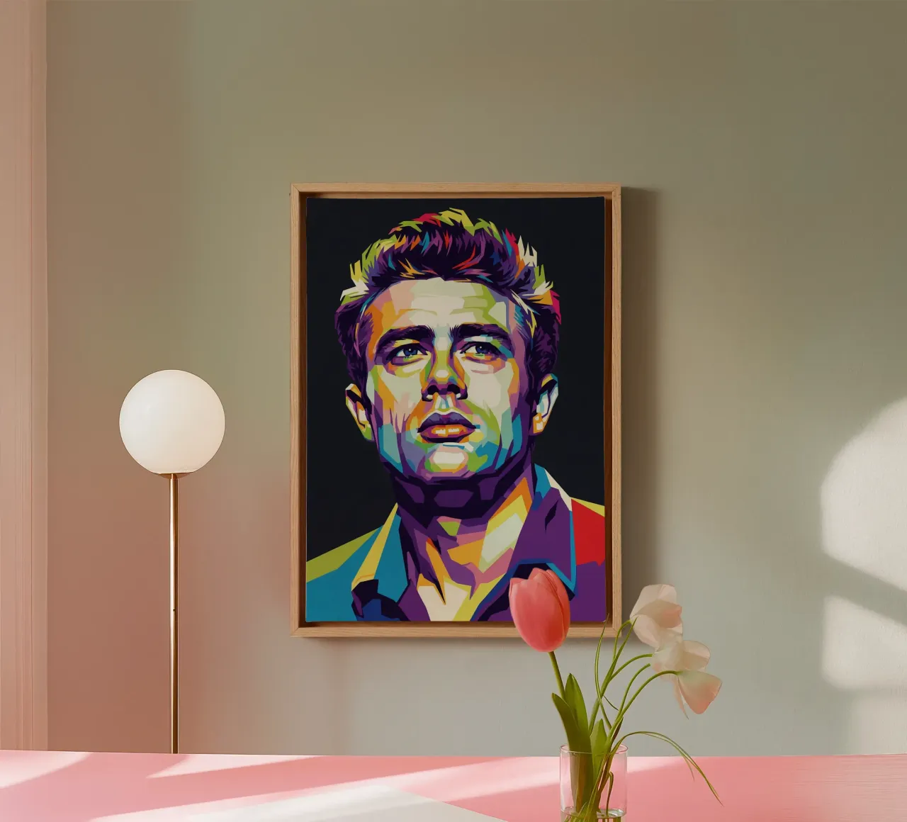 James Dean ritratto pop art #2 tela con Cornice a cassetta da Hantamrata