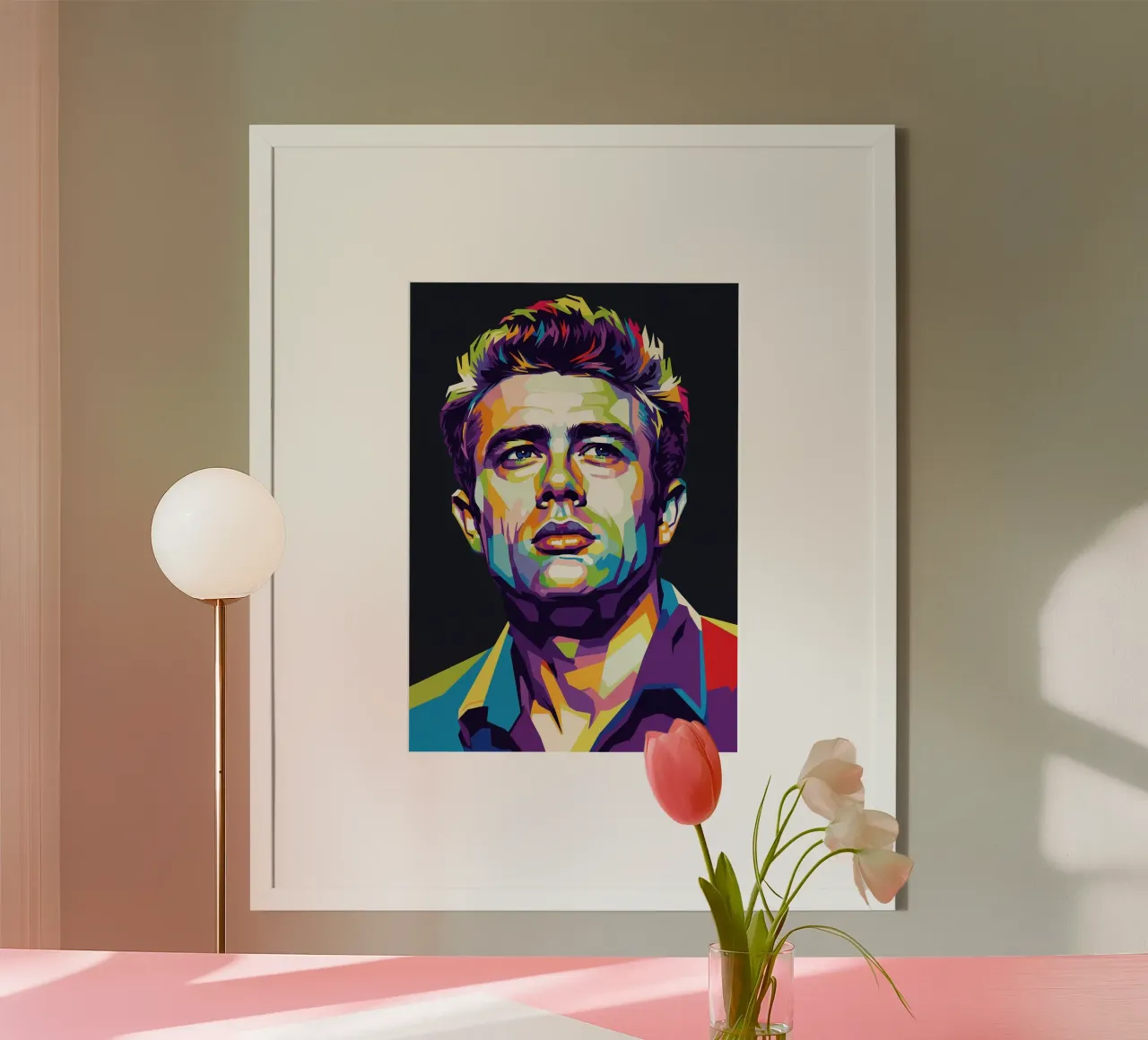 James Dean ritratto pop art #2 poster con telaio in alluminio da Hantamrata
