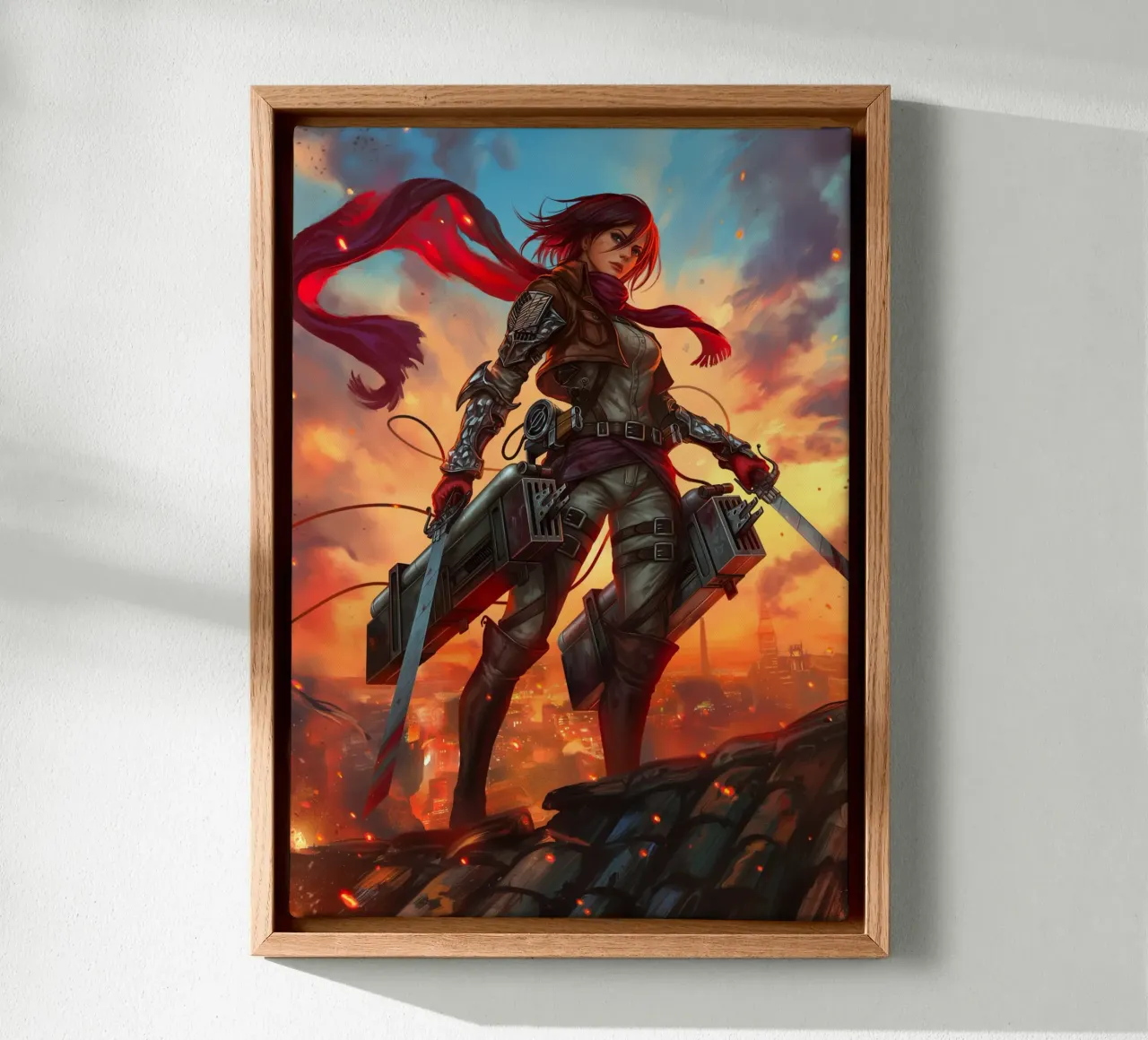 Mikasa Ackerman Attack on Titan canvas with Floater frame by Fleur de Lys