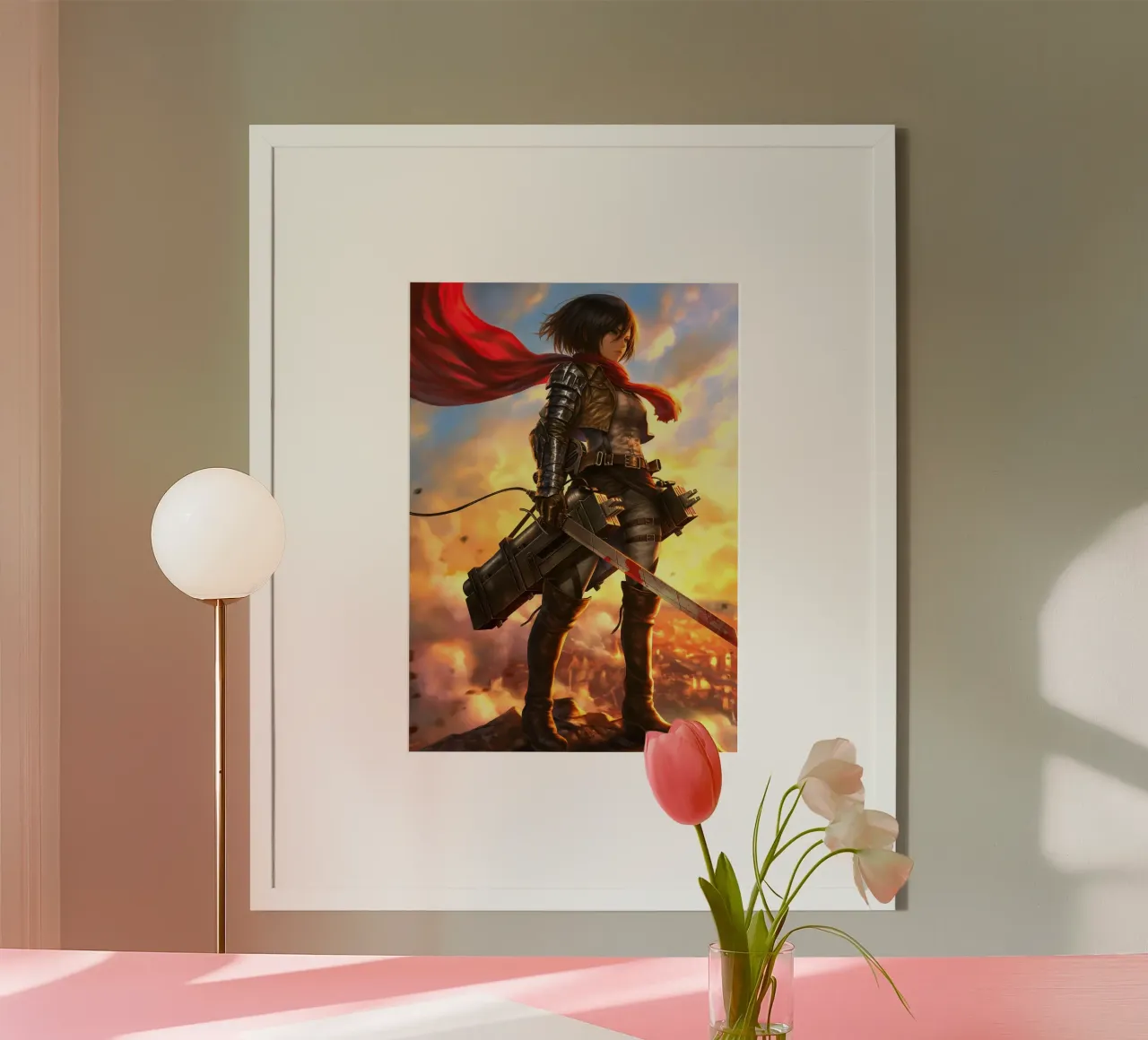 Mikasa Ackerman Attacco su Titano poster con telaio in alluminio da Fleur de Lys