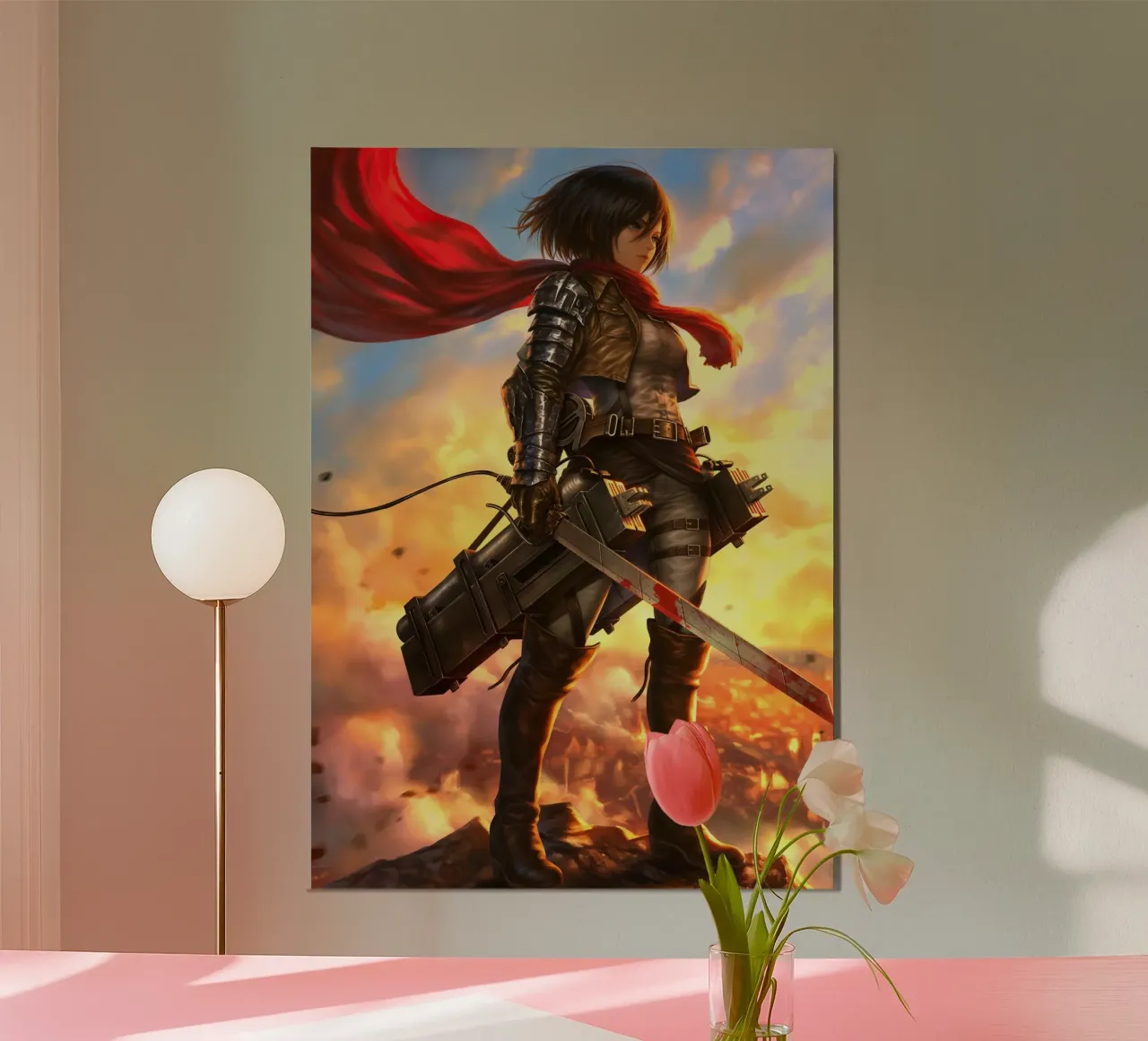 Mikasa Ackerman Attacco su Titano poster con telaio in alluminio da Fleur de Lys