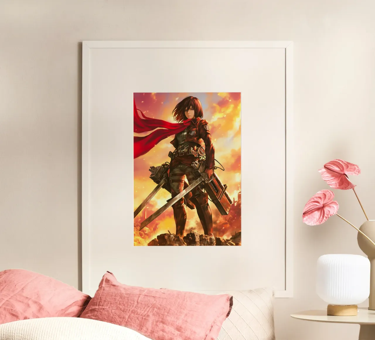 Mikasa Ackerman Attacco su Titano poster con telaio in alluminio da Fleur de Lys