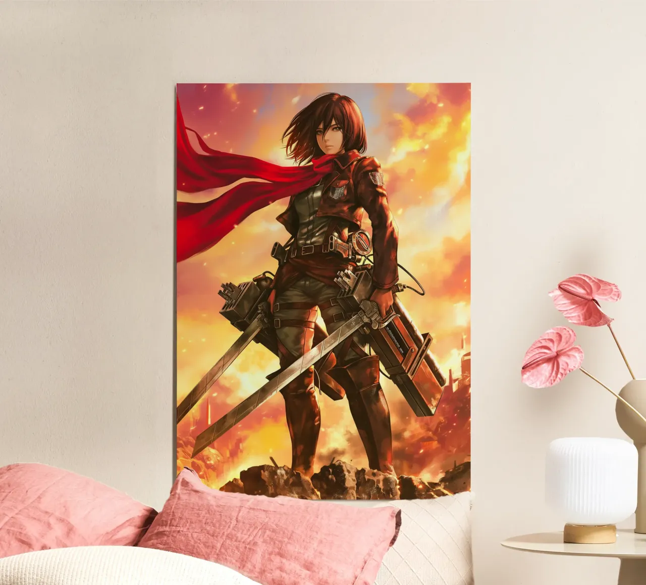 Mikasa Ackerman Attacco su Titano poster con telaio in alluminio da Fleur de Lys