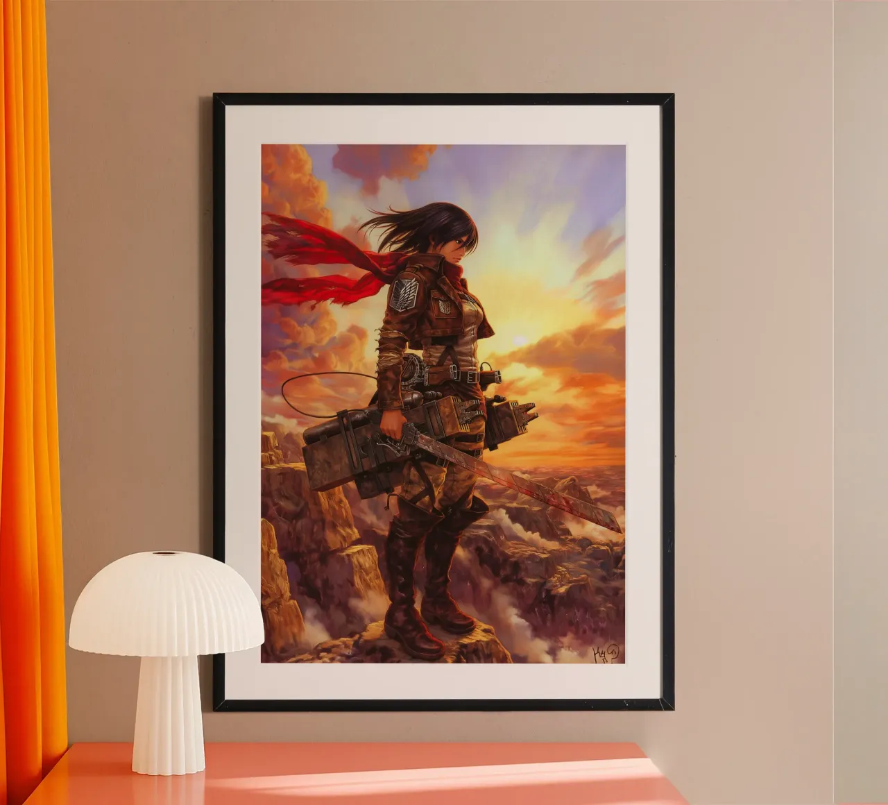 Mikasa Ackerman Attacco su Titano poster con telaio in alluminio da Fleur de Lys